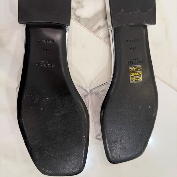 Prada Ciabette Clear Flat Sandals in Argento - Picture 8 of 9